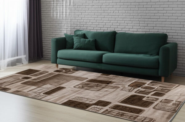 5' X 8' Brown Geometric Area Rug
