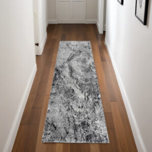 2' X 8' Grey Abstract Area Rug