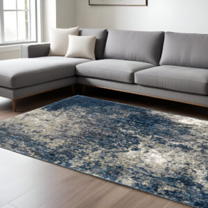 8' X 11' Blue And Gray Abstract Shag Area Rug