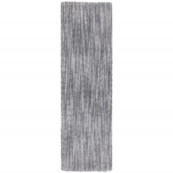 2' X 8' Grey Shag Power Loom Stain Resistant Runner Rug - Image 2