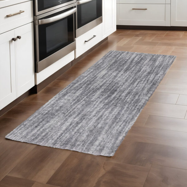 2' X 8' Grey Shag Power Loom Stain Resistant Runner Rug