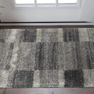 2' X 3' Charcoal Silver And Grey Geometric Shag Power Loom Stain Resistant Area Rug