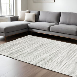 10' X 13' White And Gray Abstract Distressed Area Rug