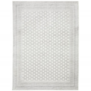 10' X 13' White And Grey Oriental Power Loom Stain Resistant Area Rug