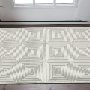 3' X 5' Grey And White Geometric Power Loom Stain Resistant Area Rug