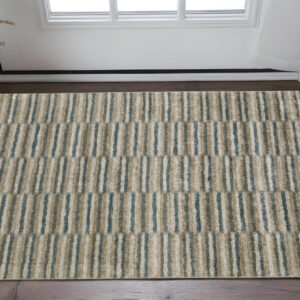 3' X 5' Teal Blue Geometric Power Loom Area Rug