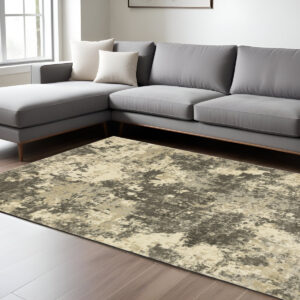 8' X 11' Gray And Beige Abstract Area Rug