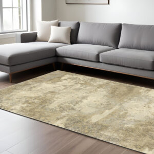 10' X 13' Gold And Beige Abstract Area Rug