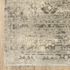 6' X 9' Grey Ivory Beige And Taupe Oriental Power Loom Stain Resistant Area Rug