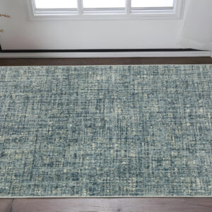 3' X 5' Dark Blue Light Blue Grey Ivory And Beige Abstract Power Loom Stain Resistant Area Rug