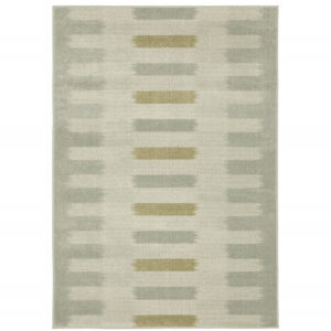 7' X 9' Beige And Ivory Geometric Area Rug