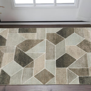 Gray And Ivory Geometric Area Rug