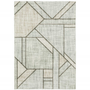 8' X 11' Gray And Ivory Geometric Power Loom Area Rug