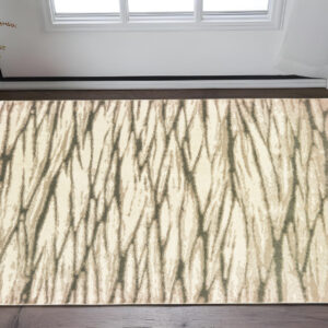 2' X 3' Ivory Sand And Ash Abstract Power Loom Stain Resistant Area Rug