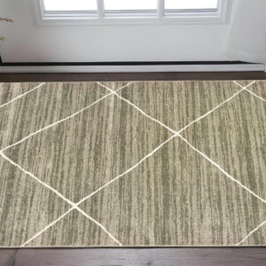 2' X 3' Grey And Ivory Geometric Power Loom Stain Resistant Area Rug