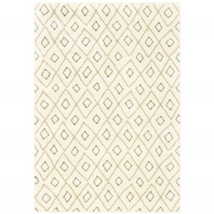 10' X 13' Sand Ash Grey And Ivory Geometric Power Loom Stain Resistant Area Rug