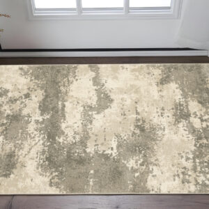 2' X 3' Beige And Grey Abstract Power Loom Stain Resistant Area Rug