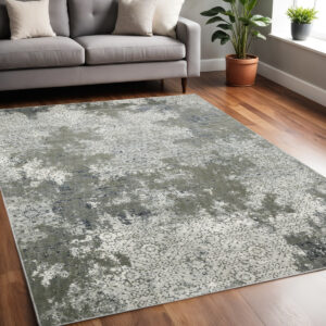 5' X 8' Beige And Gray Abstract Distressed Area Rug