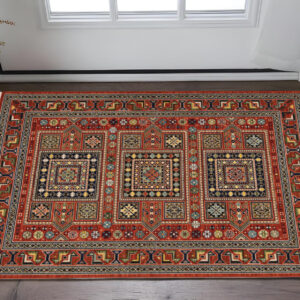 3' X 5' Red Black and White Oriental Power Loom Area Rug