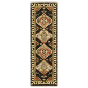 2' X 6' Navy Blue Oriental Power Loom Runner Rug With Fringe