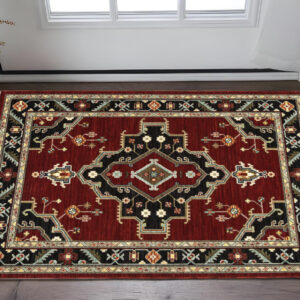 3' X 5' Red and Black Oriental Power Loom Area Rug