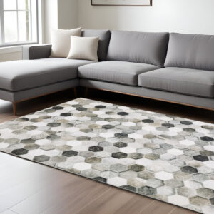 8' X 10' Gray And Charcoal Geometric Area Rug