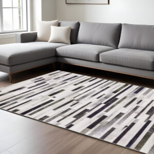 8' X 10' Gray And Charcoal Geometric Area Rug