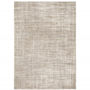 6' X 9' Beige Grey Ivory Tan And Brown Abstract Power Loom Stain Resistant Area Rug