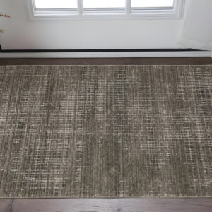 3' X 5' Charcoal Grey Grey Ivory Tan And Brown Abstract Power Loom Stain Resistant Area Rug