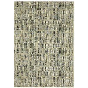 10' X 13' Green Blue Ivory Beige And Light Blue Abstract Power Loom Stain Resistant Area Rug