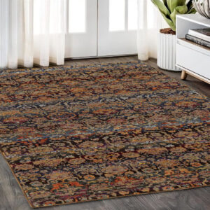 5' X 7' Blue And Ivory Ombre Area Rug