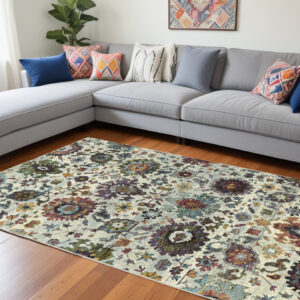 9' X 12' Purple and Gray Oriental Power Loom Area Rug