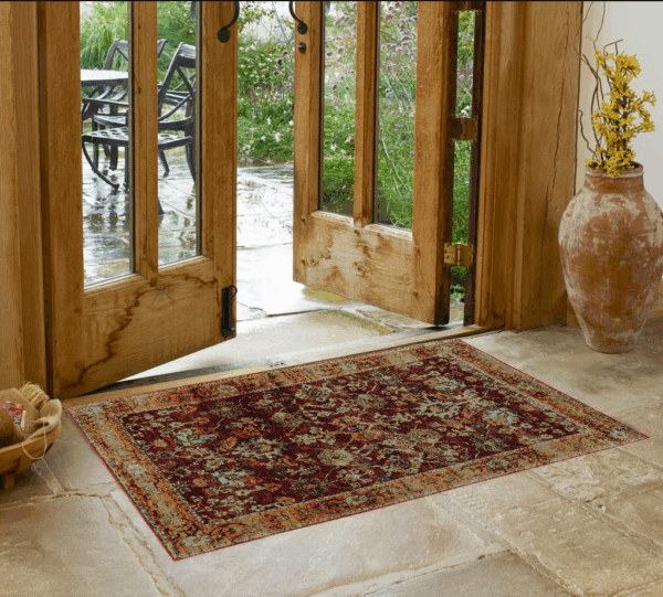 3' X 5' Red and Gold Oriental Power Loom Area Rug