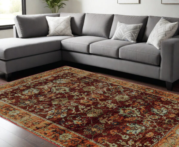 9' X 12' Red and Gold Oriental Power Loom Area Rug