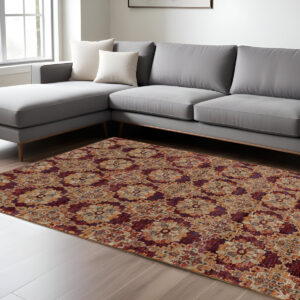 10' X 13' Red And Gold Oriental Area Rug