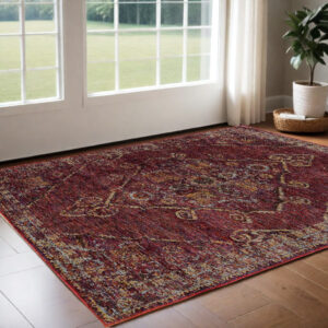 3' X 5' Red And Gold Oriental Area Rug
