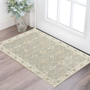 2' X 3' Gray And Ivory Oriental Area Rug