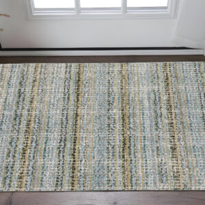 2' X 3' Blue And Green Abstract Area Rug