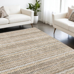 9' X 12' Gray and Ivory Abstract Power Loom Area Rug