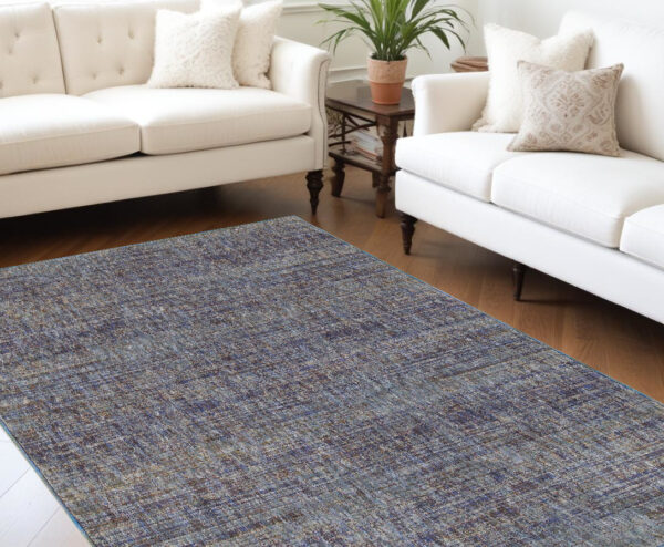 7' X 10' Blue and Ivory Power Loom Area Rug - Image 2