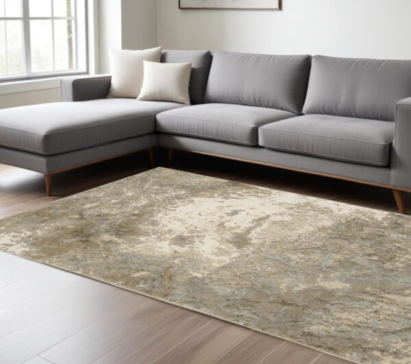 9' X 12' Gray and Ivory Abstract Power Loom Area Rug - Image 2