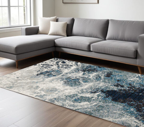 8' X 11' Gray Abstract Power Loom Area Rug - Image 2