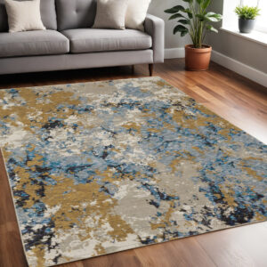 5' X 7' Gray and Ivory Abstract Power Loom Area Rug