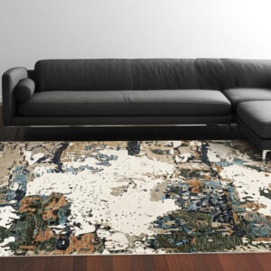 10' X 13' Blue and Ivory Abstract Power Loom Area Rug