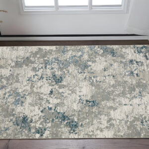 2' X 3' Blue and Beige Abstract Power Loom Area Rug