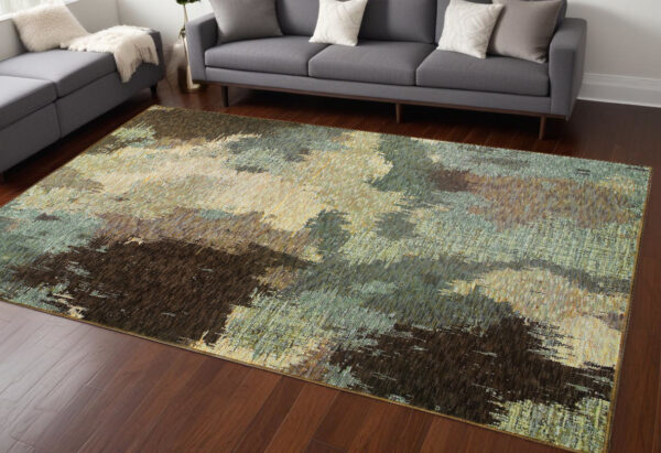 7' X 10' Blue and Ivory Abstract Power Loom Area Rug - Image 2