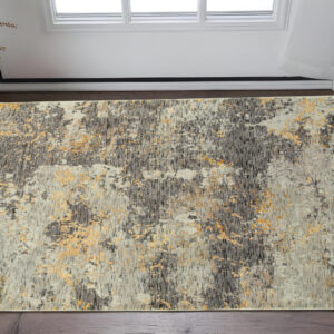 2' X 3' Gray and Ivory Abstract Power Loom Area Rug