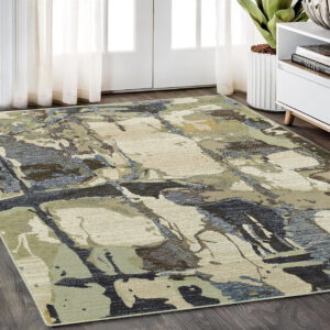 5' X 7' Blue and Gray Abstract Power Loom Area Rug
