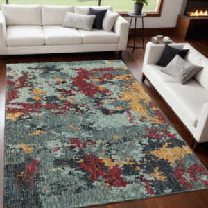 5' X 7' Blue Abstract Power Loom Area Rug