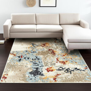 10' X 13' Blue and Beige Abstract Power Loom Area Rug